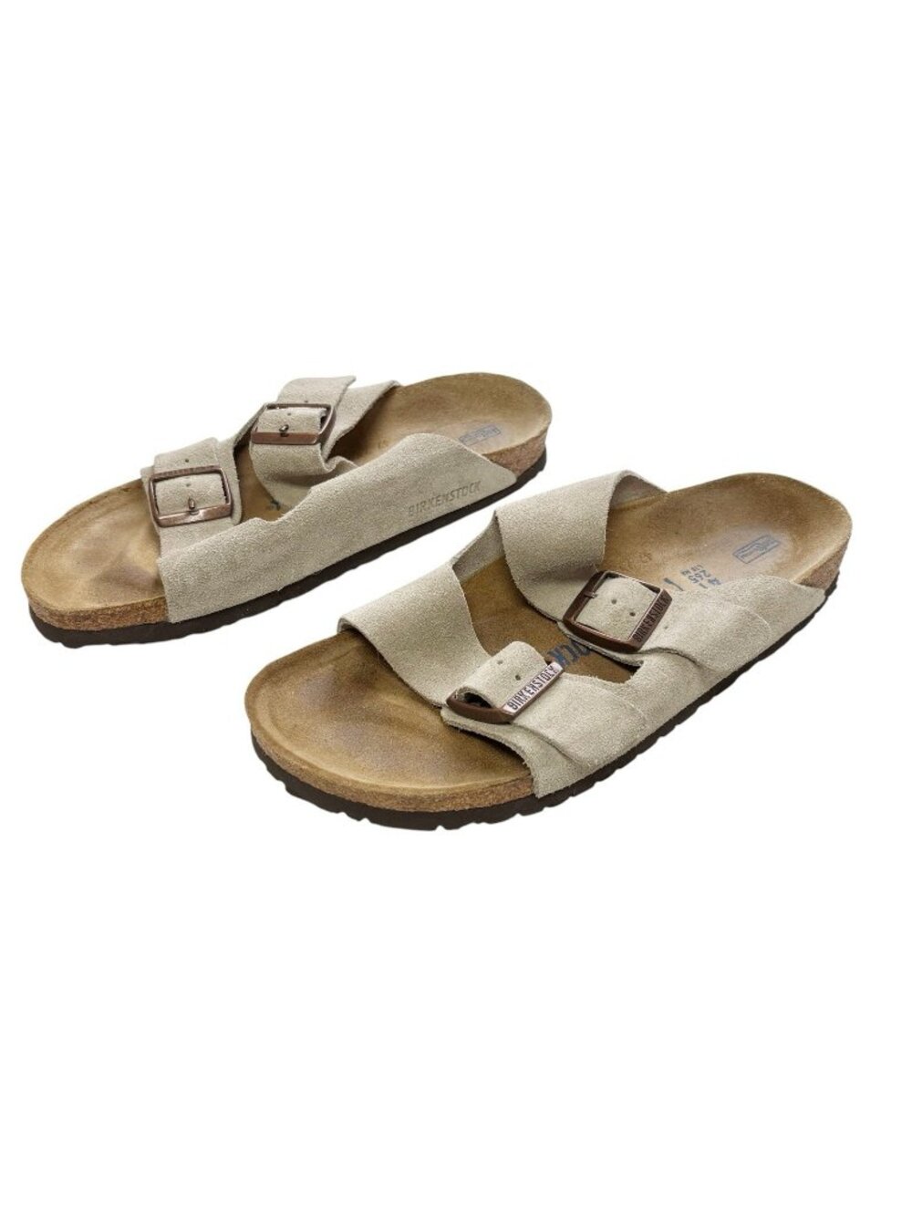 Birkenstock Arizona Suede Slide Sandals 41 Narrow (L 10 / M 8) Sandcastle Beige